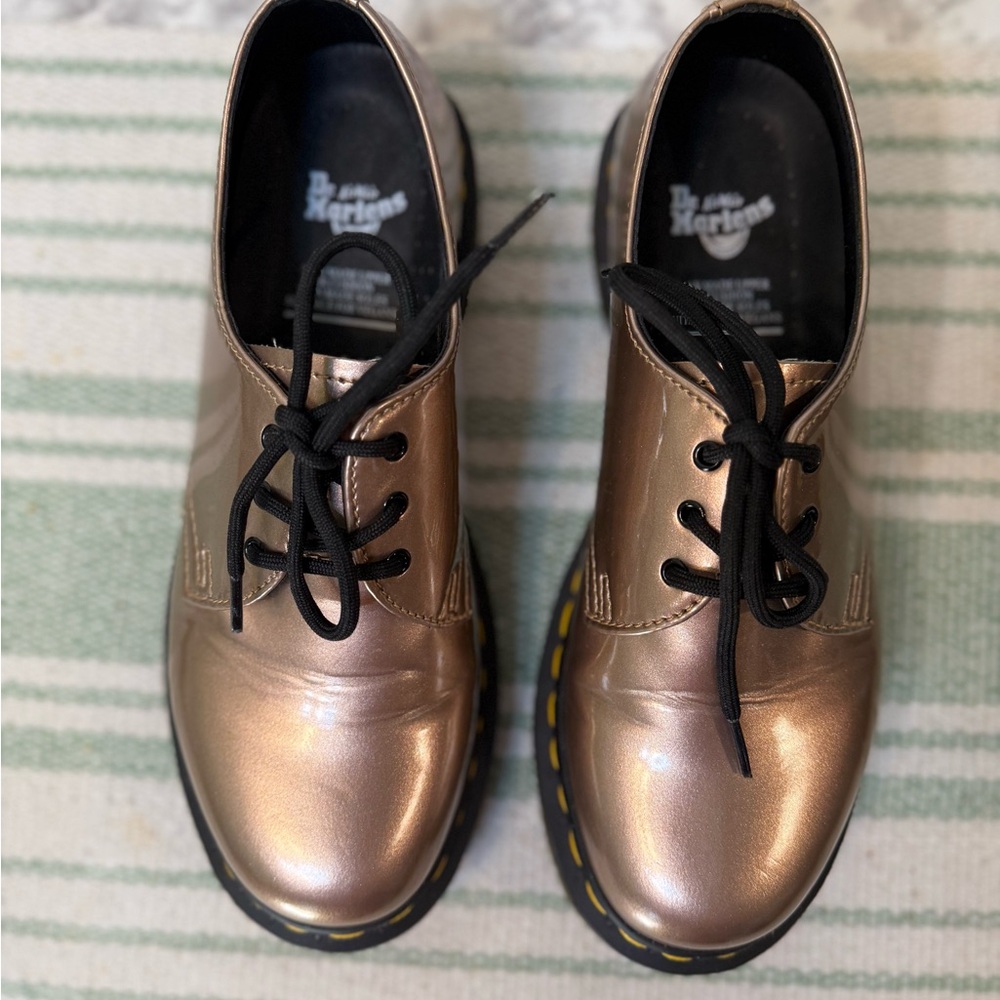 Dr. Martens Women's Metallic Bronze Lace-Up Flats